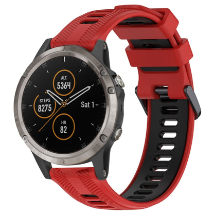 For Garmin Fenix 5 Plus Sports Two-Color Silicone Watch Band(Red+Black) - Watch Bands by PMC Jewellery | Online Shopping South Africa | PMC Jewellery