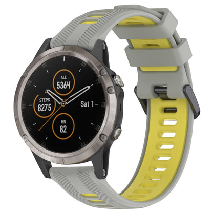 For Garmin Fenix 5 Plus Sports Two-Color Silicone Watch Band(Grey+Yellow) - Watch Bands by PMC Jewellery | Online Shopping South Africa | PMC Jewellery