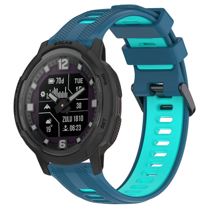 For Garmin Instinct Crossover Sports Two-Color Silicone Watch Band(Blue+Teal) - Watch Bands by PMC Jewellery | Online Shopping South Africa | PMC Jewellery