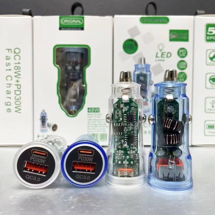 P35 48W PD30W+QC3.0 18W USB Transparent Car Quick Charge(Transparent) - Car Charger by PMC TechLife | Online Shopping South Africa | PMC TechLife