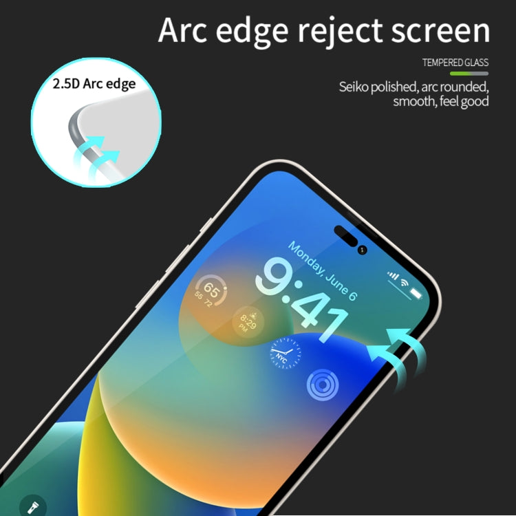 For iPhone 15 PINWUYO 9H 2.5D Full Screen Tempered Glass Film(Black) - free shipping - PMC TechLife - Order now!