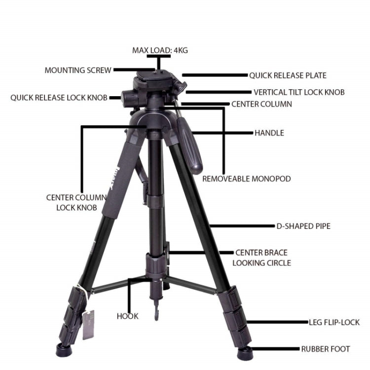 JMARY KP2264 Portable Detachable Tripod Mobile Phone SLR Camera Aluminium Alloy Stand(Red) - Tripods by Jmary | Online Shopping South Africa | PMC Jewellery