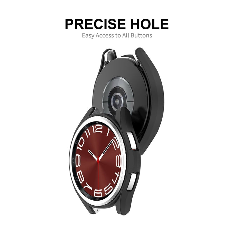 For Samsung Galaxy Watch6 Classic 47mm ENKAY Hat-Prince Electroplated Hard PC Case + 0.2mm 9H Glass Screen Protector(Black) - Watch Cases by ENKAY | Online Shopping South Africa | PMC Jewellery