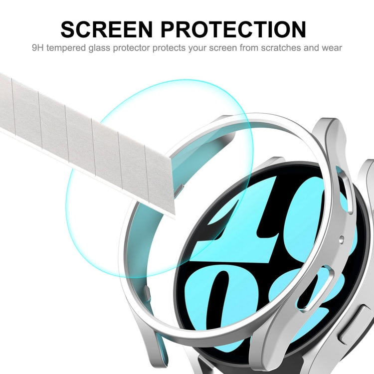 For Samsung Galaxy Watch6 44mm ENKAY Hat-Prince Electroplated Hard PC Case + 0.2mm 9H Glass Screen Protector(Silver) - Watch Cases by ENKAY | Online Shopping South Africa | PMC Jewellery