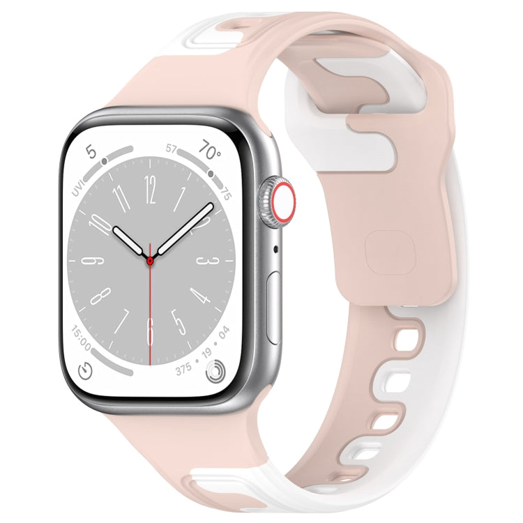 For Apple Watch 7 41mm Double Color Silicone Watch Band(Pink+White) - free shipping - PMC TechLife - Order now!