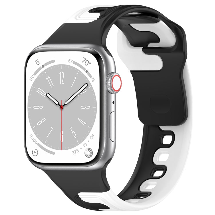 For Apple Watch 6 44mm Double Color Silicone Watch Band(Black+White) - Watch Bands by PMC TechLife | Online Shopping South Africa | PMC TechLife