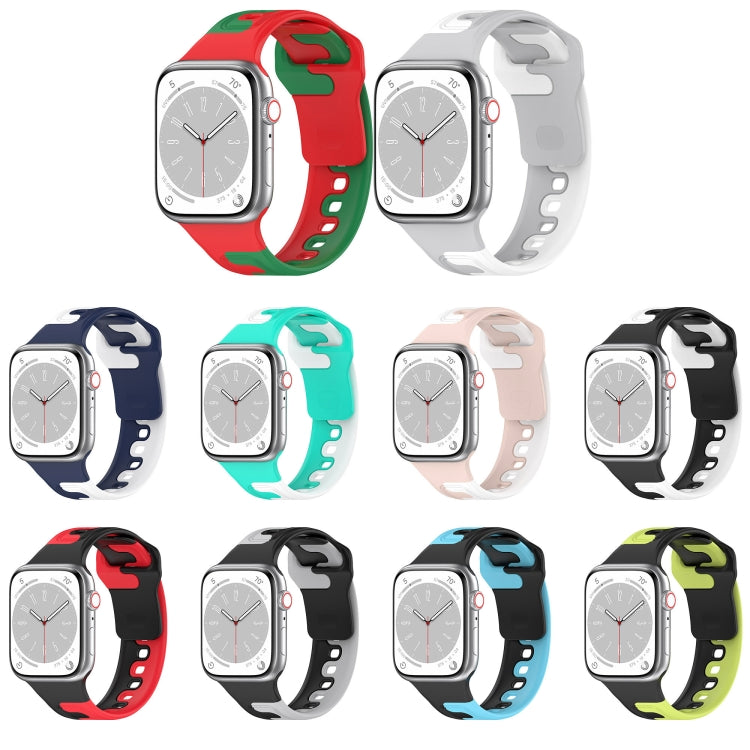 For Apple Watch 42mm Double Color Silicone Watch Band(Red+Green) - Watch Bands by PMC TechLife | Online Shopping South Africa | PMC TechLife