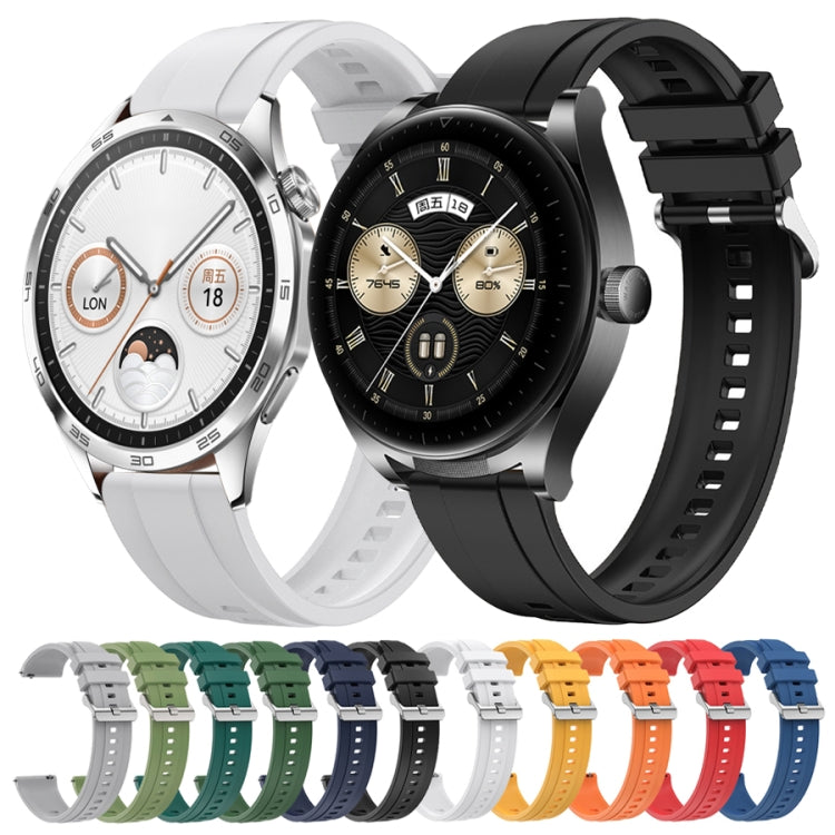 For Huawei Watch GT3 Pro 46mm Tire Pattern Silver Buckle Silicone Watch Band(Blue) - Watch Bands by PMC TechLife | Online Shopping South Africa | PMC TechLife
