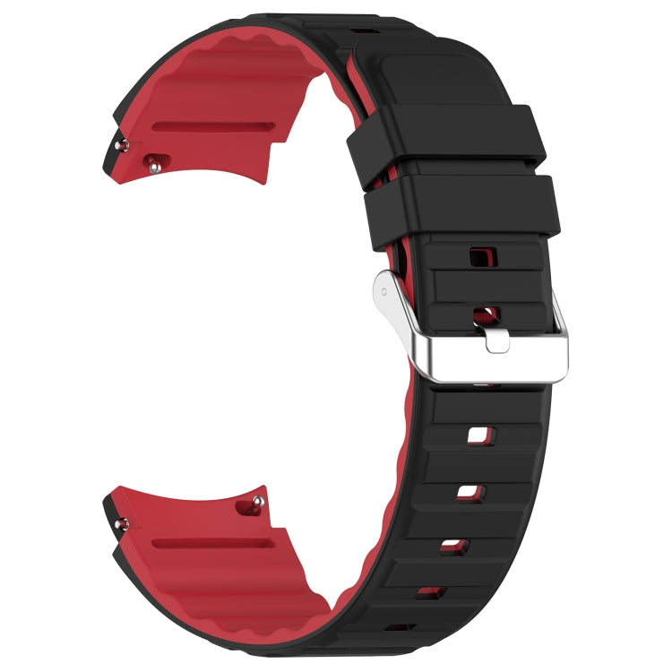 For Samsung Galaxy Watch 6 Two Color Horizontal Silicone Watch Band(Black Red) - Watch Bands by PMC TechLife | Online Shopping South Africa | PMC TechLife
