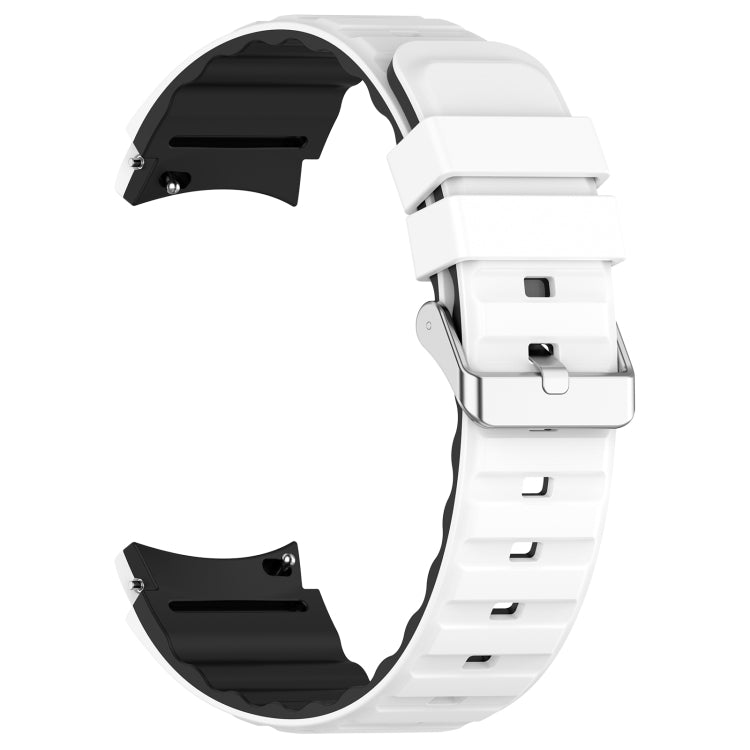 For Samsung Galaxy Watch 6 Two Color Horizontal Silicone Watch Band(White Black) - Watch Bands by PMC TechLife | Online Shopping South Africa | PMC TechLife