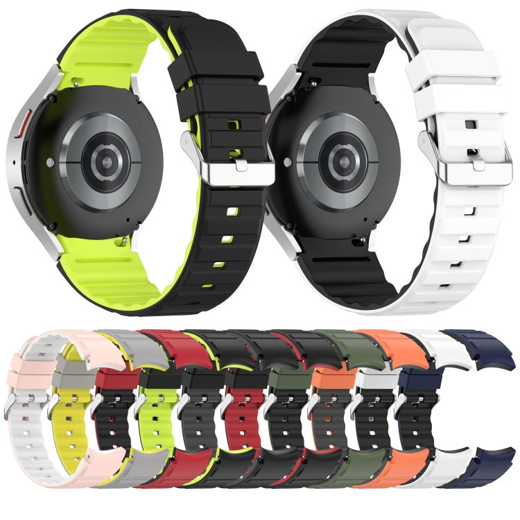 For Samsung Galaxy Watch 6 Classic Two Color Horizontal Silicone Watch Band(Orange Grey) - Watch Bands by PMC TechLife | Online Shopping South Africa | PMC TechLife