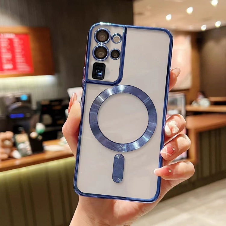 For Samsung Galaxy S20 Ultra 5G MagSafe Electroplating TPU Phone Case(Blue) - Galaxy Phone Cases by PMC TechLife | Online Shopping South Africa | PMC TechLife