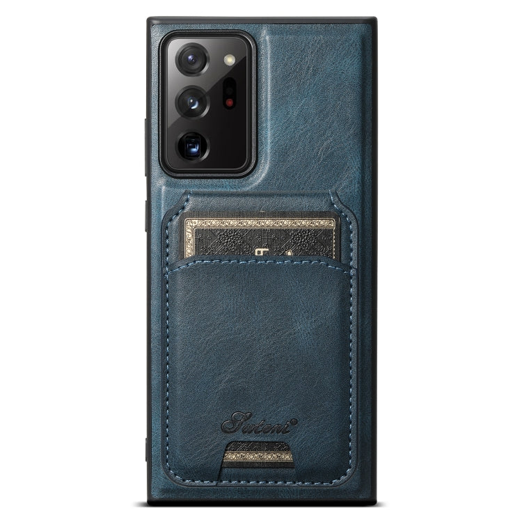 For Samsung Galaxy Note20 Ultra 5G Suteni H15 MagSafe Oil Eax Leather Detachable Wallet Back Phone Case(Blue) - Galaxy Note20 Ultra Cases by Suteni | Online Shopping South Africa | PMC Jewellery