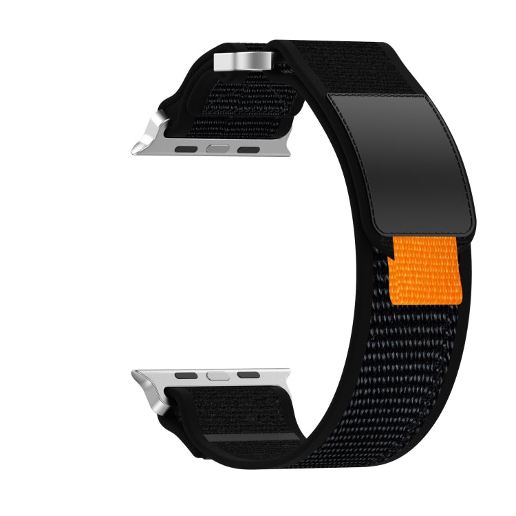 For Apple Watch Series 7 45mm Double Hook and Loop Faster Nylon Watch Band(Black) - Watch Bands by PMC TechLife | Online Shopping South Africa | PMC TechLife | Buy Now Pay Later Mobicred