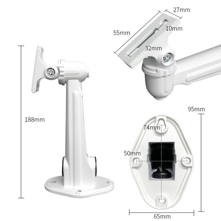 CCTV Wall Mount Stand Aluminum Metallic Silver Bracket Indoor Outdoor for Bullet Camera IP Camera Bracket Accessories - Mounting Bracket by PMC Jewellery | Online Shopping South Africa | PMC Jewellery