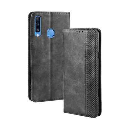 For Galaxy A20s  Magnetic Buckle Retro Crazy Horse Texture Horizontal Flip Leather Case  , with Holder & Card Slots & Photo Frame(Black) - Galaxy Phone Cases by PMC Jewellery | Online Shopping South Africa | PMC Jewellery