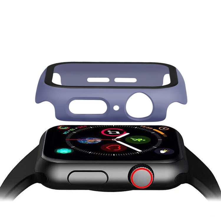 ENKAY Hat-prince Full Coverage PC Case + Tempered Glass Protector for Apple Watch Series 5 / 4 44mm(Blue) - Watch Cases by ENKAY | Online Shopping South Africa | PMC TechLife | Buy Now Pay Later Mobicred