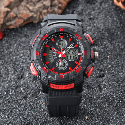 SANDA 775 Watch Male Electronic Watch Adult Middle School Students Youth Multi Functional Sports Water Proof Trend Double Watch(Red) - Sport Watches by SANDA | Online Shopping South Africa | PMC Jewellery | Buy Now Pay Later Mobicred