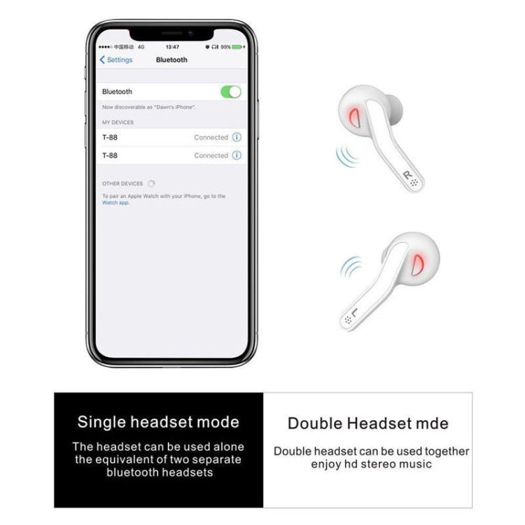 T88 Mini Touch Control Hifi Wireless Bluetooth Earphones TWS Wireless Earbuds with Charger Box(White) - TWS Earphone by PMC TechLife | Online Shopping South Africa | PMC TechLife