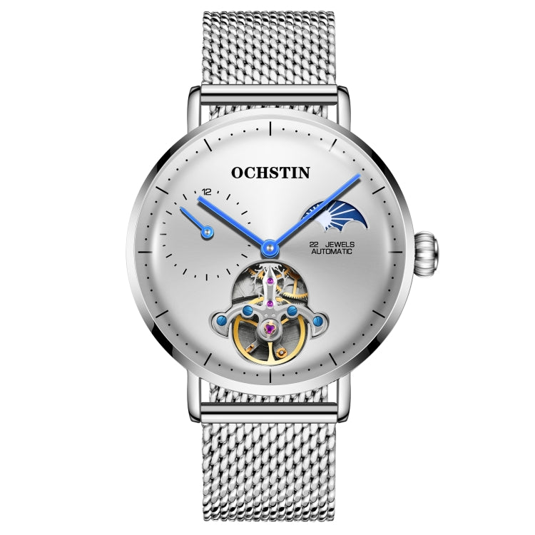 OCHSTIN 6121 Flywheel Mechanical Watch Fashion Hollow Full Automatic Mechanical Watch Business Men Watch Stainless Steel Watch  Waterproof Watch(White) - Sport Watches by OCHSTIN | Online Shopping South Africa | PMC Jewellery | Buy Now Pay Later Mobicred