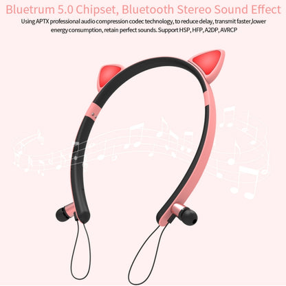 ZW29 Cat Ear Stereo Sound HIFI Fashion Outdoor Portable Sports Wireless  Bluetooth Headset with Mic & LED Light Glowing(Yellow) - Neck-mounted Earphone by PMC Jewellery | Online Shopping South Africa | PMC Jewellery