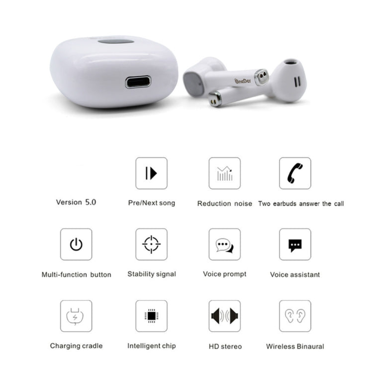 Oneder W16 TWS Bluetooth 5.0 Wireless Bluetooth Earphone with Charging Box, Support HD Call & LED Display Battery(Black) - TWS Earphone by OneDer | Online Shopping South Africa | PMC Jewellery