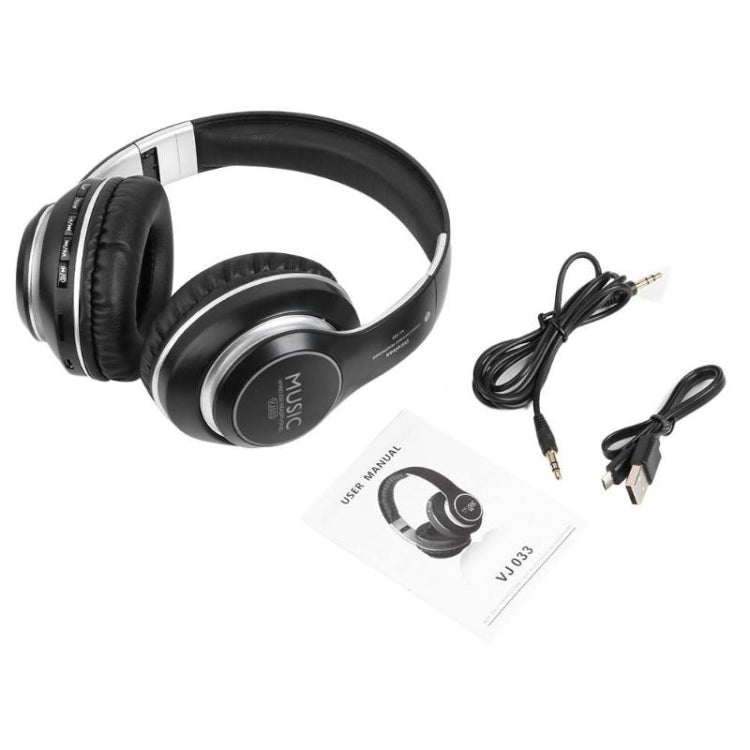 VJ033 Multi-function Upgrade Bluetooth 5.0 Headset Stereo Wireless LED Microphone FM Radio Headset(Red) - Headset & Headphone by PMC TechLife | Online Shopping South Africa | PMC TechLife