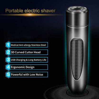 Mini USB Rechargeable Electric Razor Self-service Hair Clipper Shaver(Silver) - Electric Shavers by PMC Jewellery | Online Shopping South Africa | PMC Jewellery