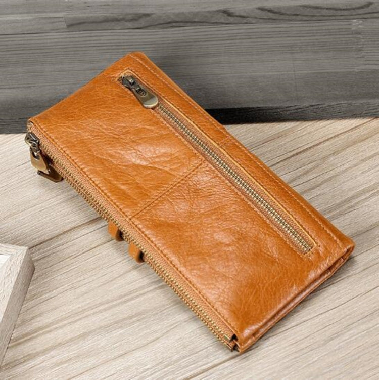Ladies Genuine Leather Long Wallet Anti-theft Card Bag Multifunctional Clutch Bag(Coffee) - free shipping - PMC TechLife - Order now!