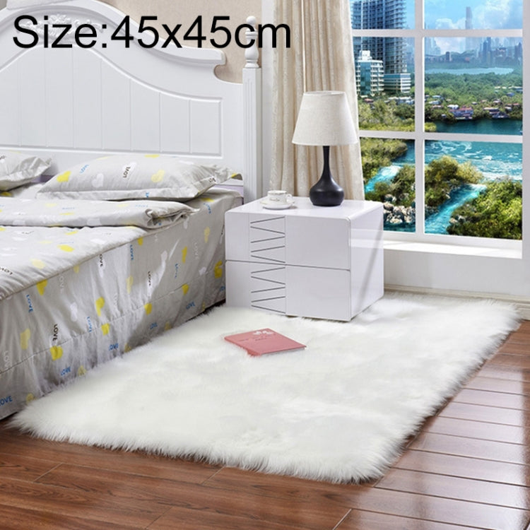 Luxury Rectangle Square Soft Artificial Wool Sheepskin Fluffy Rug Fur Carpet, Size:45x45cm(White) - Mats by PMC TechLife | Online Shopping South Africa | PMC TechLife | Buy Now Pay Later Mobicred