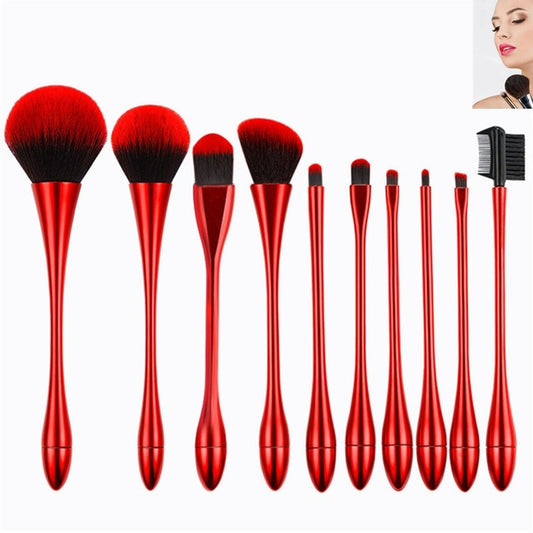 10 In 1 Small Waist Goblet Makeup Brush Set Beauty Tools(Red) - Makeup Brushes by PMC Jewellery | Online Shopping South Africa | PMC Jewellery