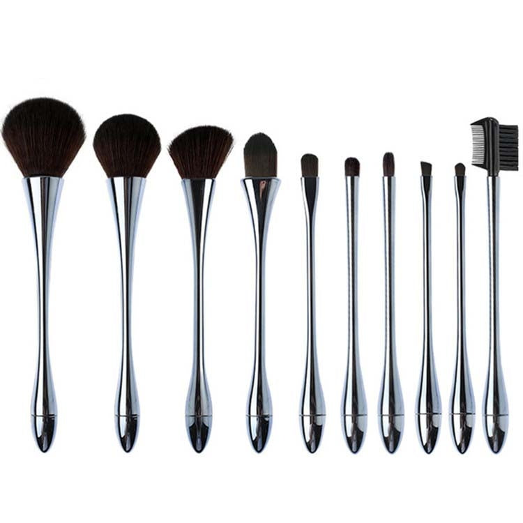 10 In 1 Small Waist Goblet Makeup Brush Set Beauty Tools(Silver) - Makeup Brushes by PMC Jewellery | Online Shopping South Africa | PMC Jewellery