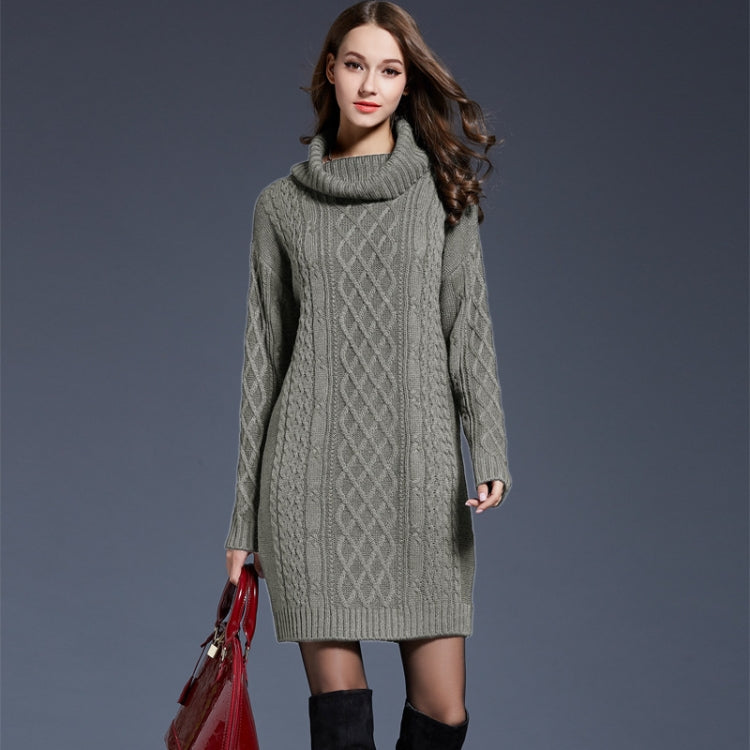 Autumn And Winter Knitwear Dresses Long Turtleneck Sweater For Women, Size: XL(Grey) - Sweater by PMC Jewellery | Online Shopping South Africa | PMC Jewellery