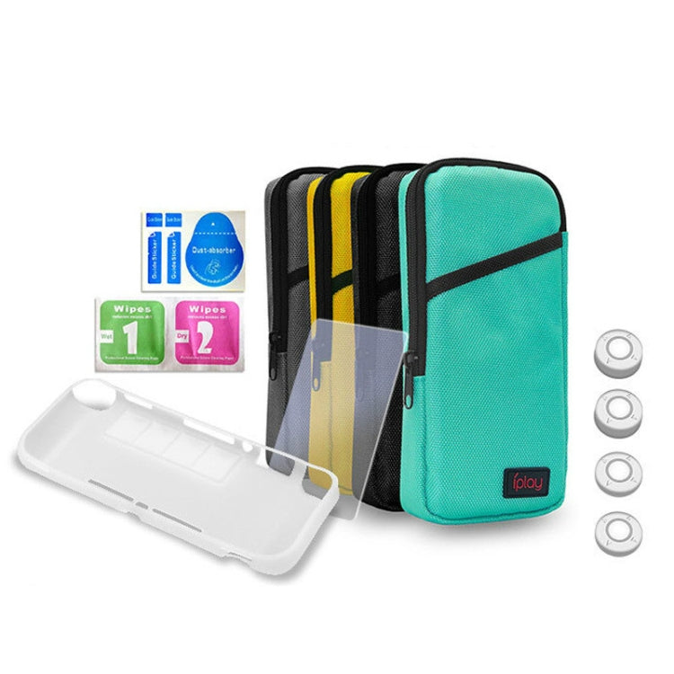 iplay Host Storage Bag Tempered Film + Rocker Cap + Protective Shell 7 in 1 Protection Bag Soft Bag Set For Switch Lite(bBack) - Bags by iplay | Online Shopping South Africa | PMC Jewellery