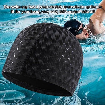 Adult Crescent PU Waterproof Comfortable Earmuff Swimming Cap(Black) - Swimming Caps by PMC Jewellery | Online Shopping South Africa | PMC Jewellery