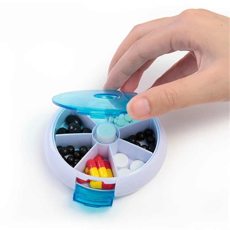 2 PCS Creative Multifunctional Round Portable Seven-grid Rotating Plastic Pill Box(Purple) - free shipping - PMC TechLife - Order now!