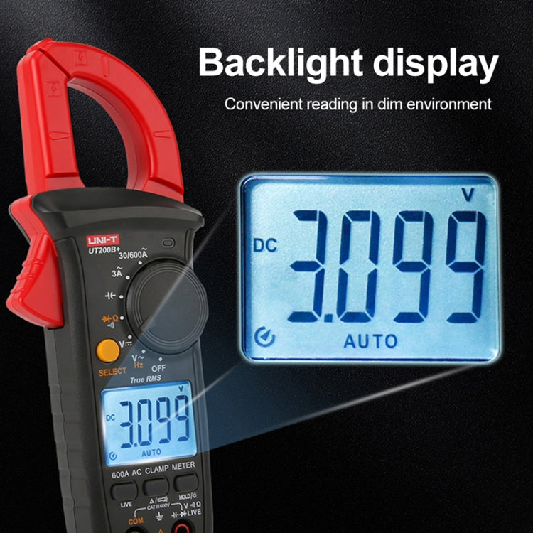 UNI-T  UT200B+ 600A  Digital Clamp Multimeter AC/DC Voltage Detector Frequency Resistance Tester - free shipping - PMC TechLife - Order now!
