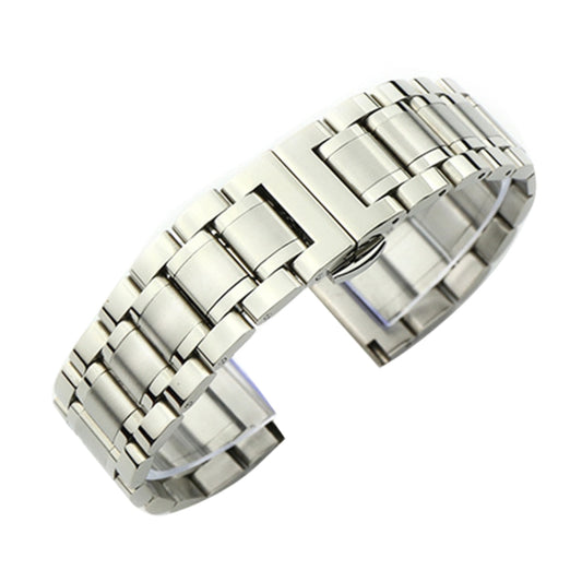 17mm Steel Bracelet Butterfly Buckle Five Beads Unisex Stainless Steel Solid Watch Strap, Color:Silver - Watch Bands by PMC Jewellery | Online Shopping South Africa | PMC Jewellery