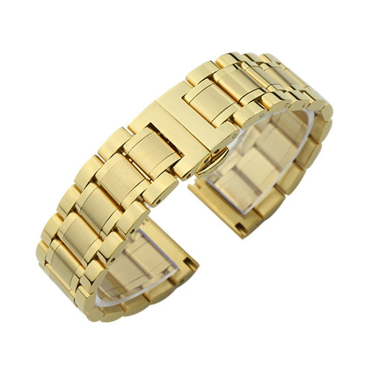 13mm Steel Bracelet Butterfly Buckle Five Beads Unisex Stainless Steel Solid Watch Strap, Color:Gold - Watch Bands by PMC Jewellery | Online Shopping South Africa | PMC Jewellery