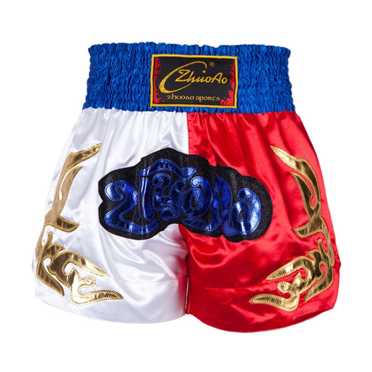 ZhuoAo Muay Thai/Boxing/Sanshou/Fighting Shorts for Men and Women, Size:S(Blue Waist Stitching) - Sportswear by ZhuoAo | Online Shopping South Africa | PMC Jewellery