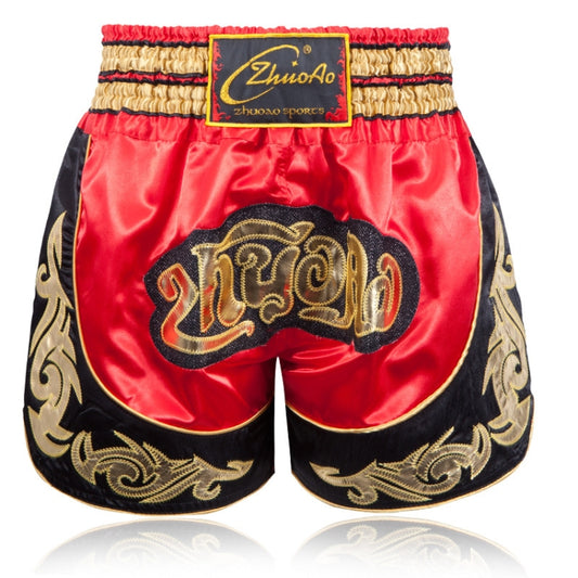 ZhuoAo Muay Thai/Boxing/Sanshou/Fighting Shorts for Men and Women, Size:M(Red Black Stitching) - Sportswear by ZhuoAo | Online Shopping South Africa | PMC Jewellery
