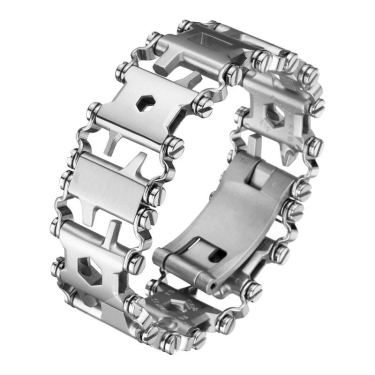 Multifunctional Stainless Steel Outdoor Survive Tool Bracelet for Men(Wide Silver) - Emergency Tools by PMC TechLife | Online Shopping South Africa | PMC TechLife | Buy Now Pay Later Mobicred