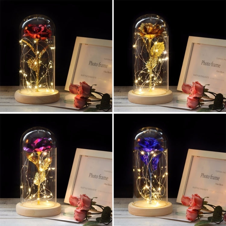 Simulation Roses Lights Glass Cover Decorations Crafts Valentines Day Gifts(Red) - Holiday Lights by PMC Jewellery | Online Shopping South Africa | PMC Jewellery