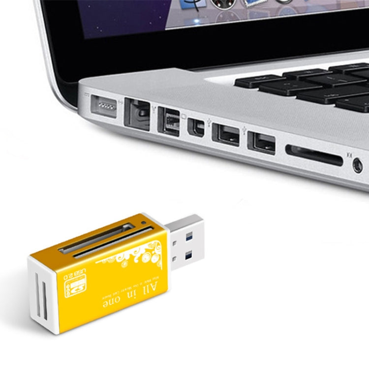 Multi in 1 Memory SD Card Reader for Memory Stick Pro Duo Micro SD,TF,M2,MMC,SDHC MS Card(Gold) -  by PMC TechLife | Online Shopping South Africa | PMC TechLife