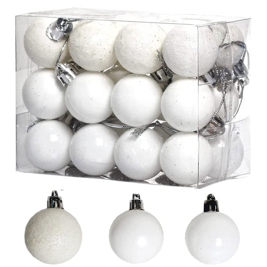 1 Box 3cm Home Christmas Tree Decor Ball Bauble Hanging Xmas Party Ornament Decorations(white) - Ornaments by PMC Jewellery | Online Shopping South Africa | PMC Jewellery