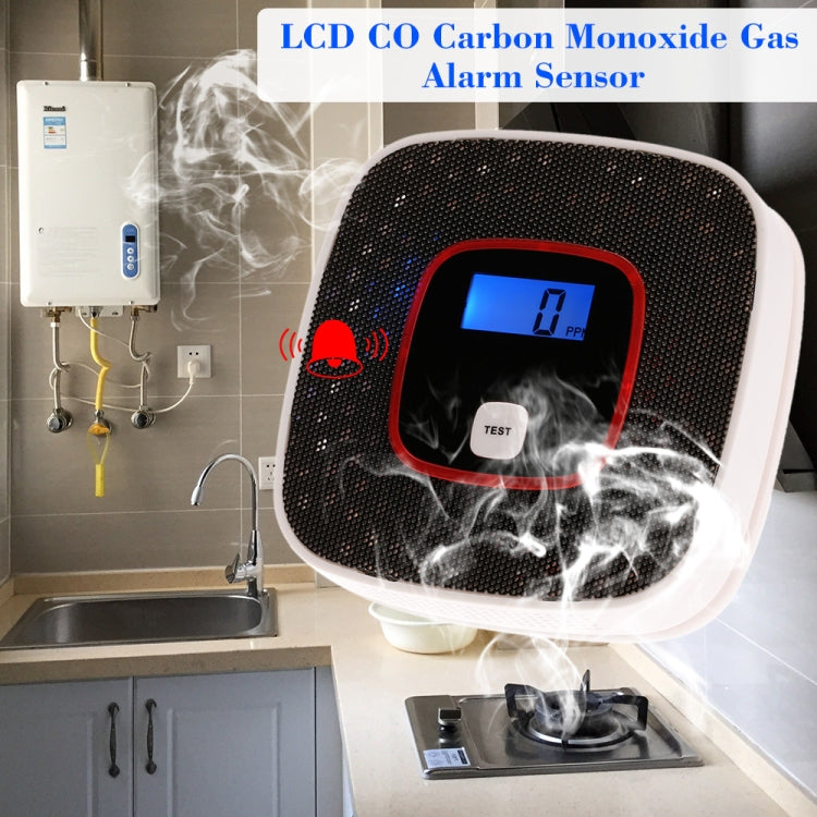 Carbon Monoxide Detector Gas Alarm Sensor Poisoning Gas Tester Human Voice Warning Detector with LCD Display(White) - Smoke Gas Detector by PMC TechLife | Online Shopping South Africa | PMC TechLife
