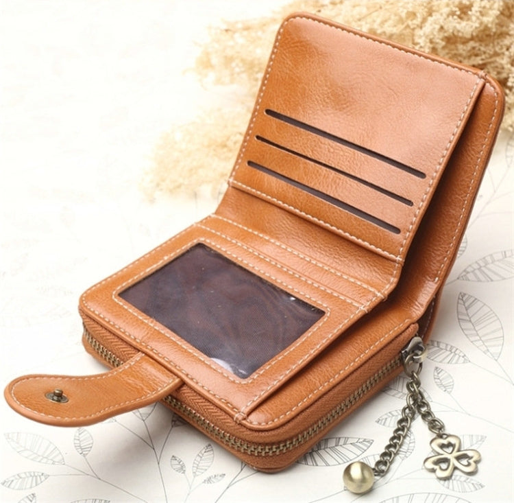 Vintage Button Phone Purses Women Wallets Female Purse Leather Brand Retro Ladies Long Zipper Woman Wallet Card Clutch(Short wine) - Wallets by PMC Jewellery | Online Shopping South Africa | PMC Jewellery