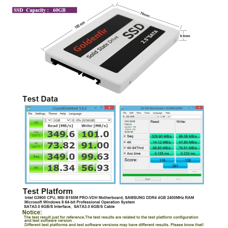 Goldenfir SSD 2.5 inch SATA Hard Drive Disk Disc Solid State Disk, Capacity: 60GB - Solid State Drives by Goldenfir | Online Shopping South Africa | PMC Jewellery