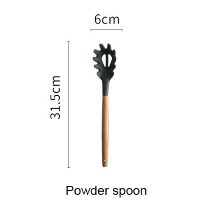 Silicone Wood Handle Spatula Heat-resistant Soup Spoon Non-stick Special Cooking Shovel Kitchen Tools Draging Spoon - Cutlery Sets by PMC Jewellery | Online Shopping South Africa | PMC Jewellery