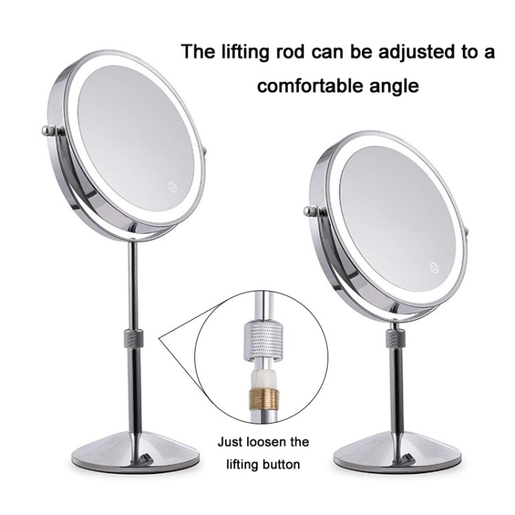 Desktop Double-SidedRound LED Luminous Makeup Mirror Liftable Magnifying Mirror, Specification:Plane + 7 Times Magnification(7-inch Rechargeable) - Mirror by PMC Jewellery | Online Shopping South Africa | PMC Jewellery